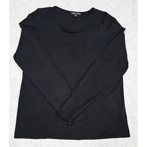 Eileen Fisher 100% Silk Top Blouse Long Sleeve, Black, Womens Sz L